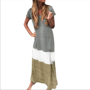 Casual short sleeve maxi dress. L